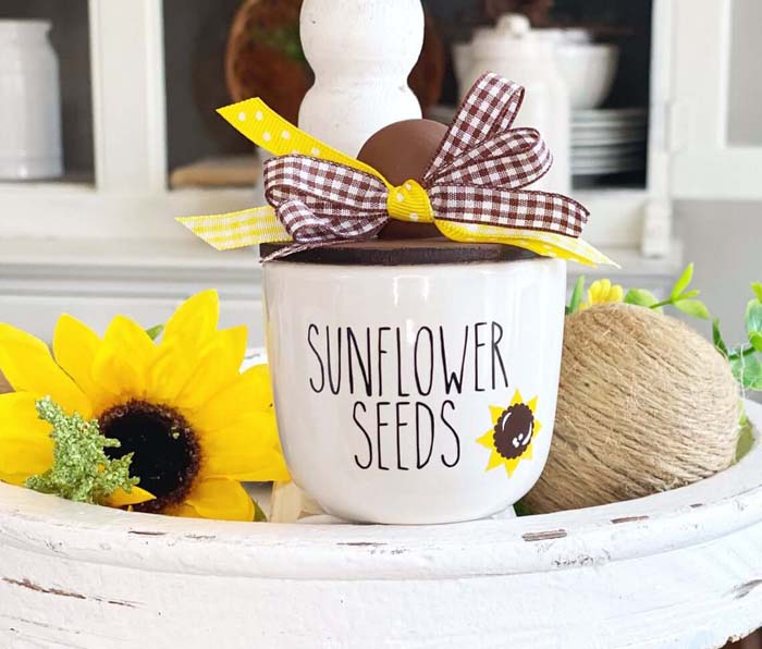 Charming Mini Ceramic Sunflower Pot with Lid #sunflower #decor #decorhomeideas