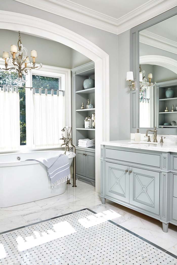 Classy Farmhouse-Style Bathroom #masterbathroom #design #decorhomeideas