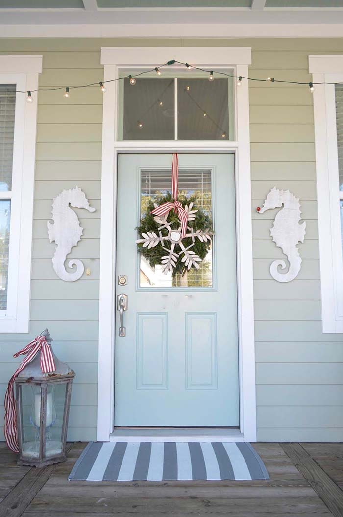 Coastal Christmas Front Door