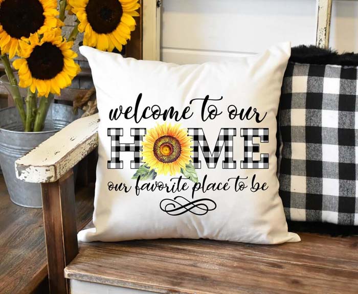 Cool Fall Sunflower Throw Pillow #sunflower #decor #decorhomeideas