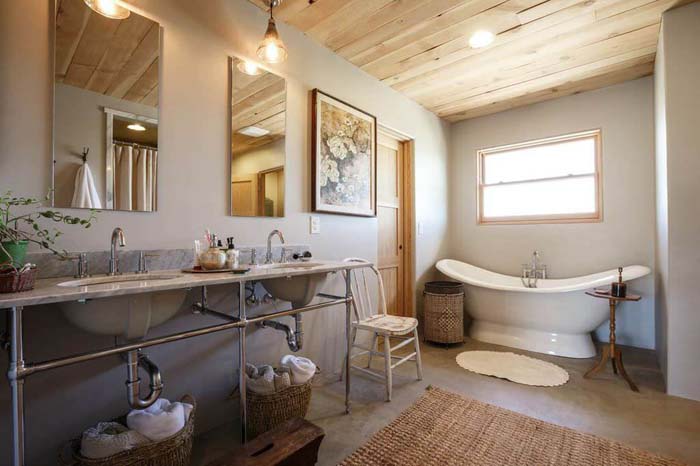 Edgy Farmhouse Bathroom #masterbathroom #design #decorhomeideas