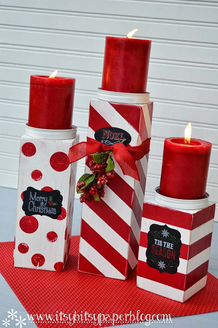 Festive Patterned Gift Box Candle Pedestals