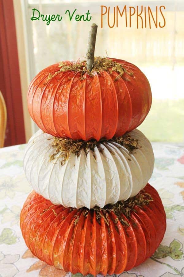 Fun Dryer Vent Pumpkin Topiary #thanksgiving #centerpieces #decorhomeideas