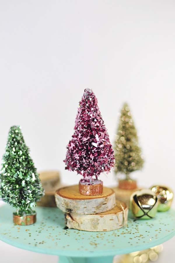 Glitter Bottle Brush Trees #diy #christmastree #decorhomeideas