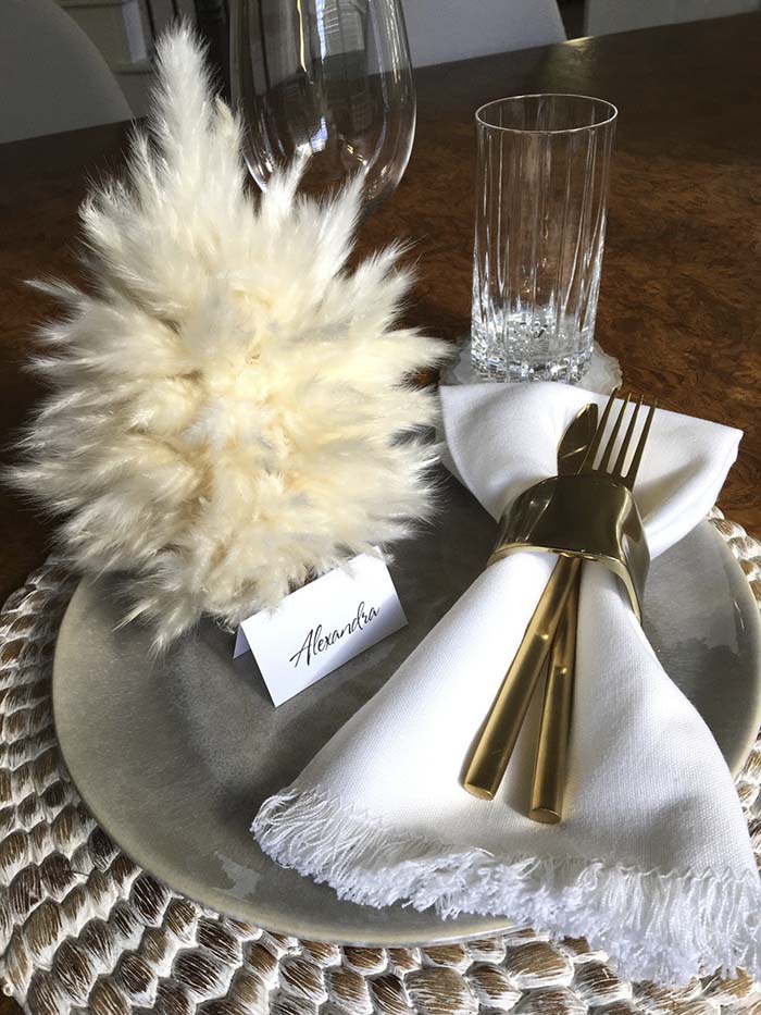 Mini Pampas Grass Christmas Tree Table Setting