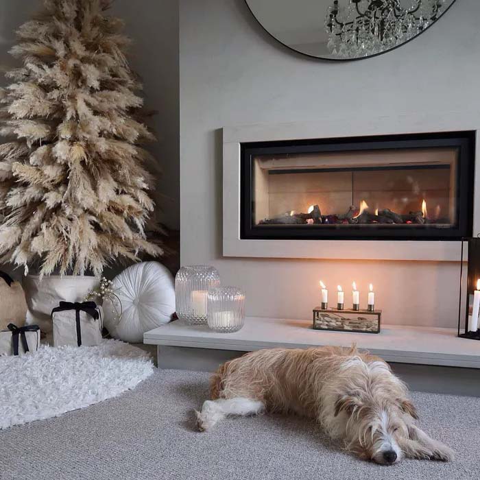 Modern Interior With Pampas Grass Christmas Tree