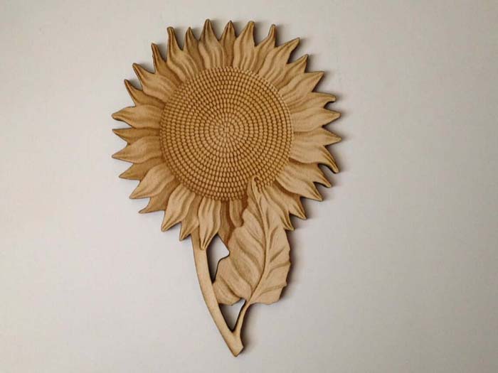 Natural Engraved Wooden Sunflower Wall Art #sunflower #decor #decorhomeideas