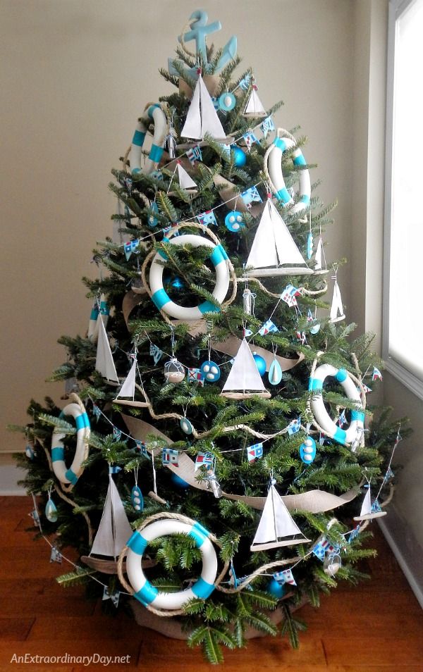 Nautical Christmas Tree Decor With Sailboat Ornaments