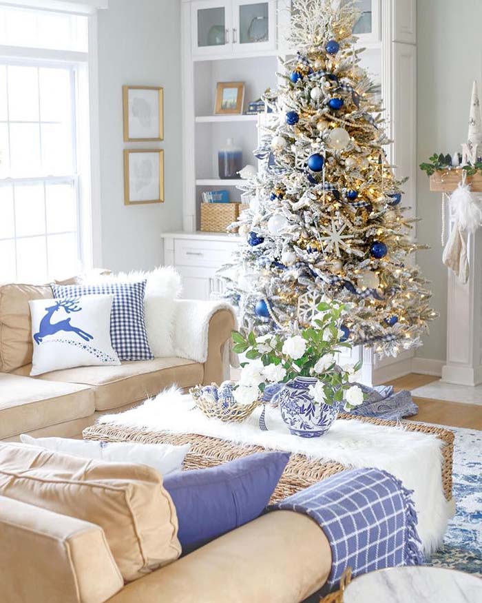 Navy Blue Christmas Tree Home Decor