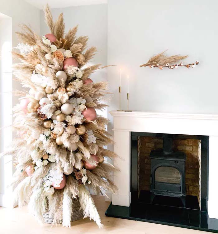 Pampas Grass Christmas Tree Rose Gold