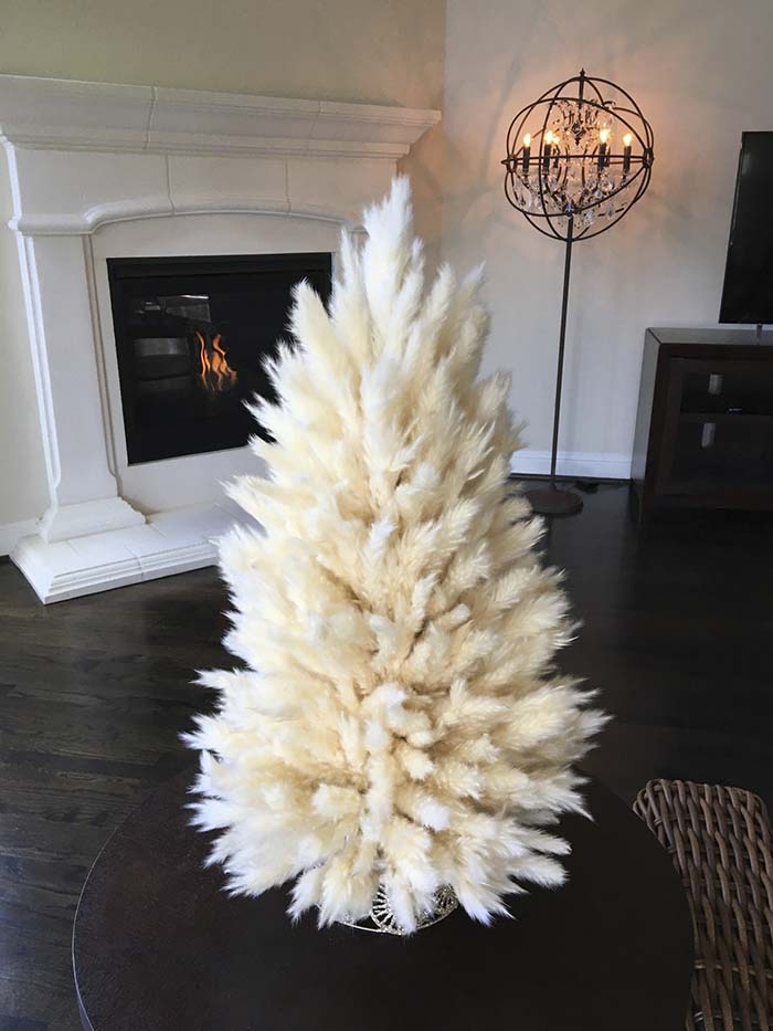 Pampas Grass Christmas Tree With Lights