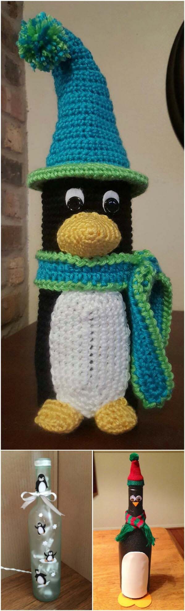 Penguin Wine Bottle #christmas #winebottle #decorhomeideas