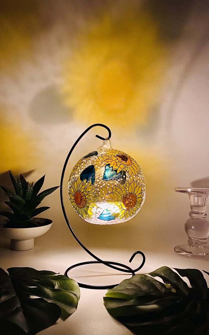 Precious Sunflower Glass Candle Holder #sunflower #decor #decorhomeideas