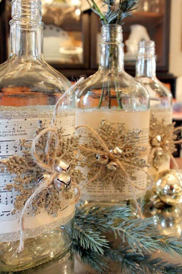 Sheet Music Covered Bottles #christmas #winebottle #decorhomeideas