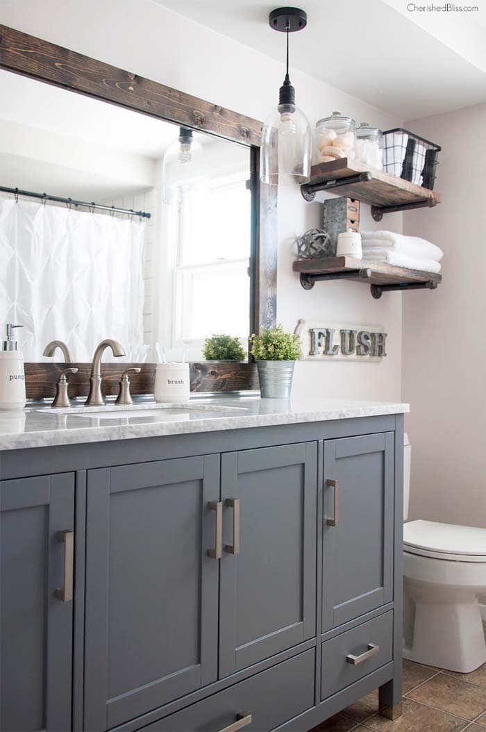 Simple Clean and Rustic Bathroom #masterbathroom #design #decorhomeideas