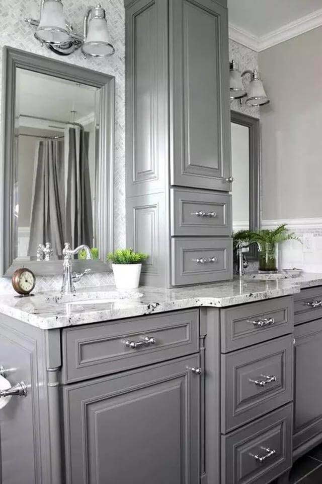 Soothing Gray Bathroom #masterbathroom #design #decorhomeideas
