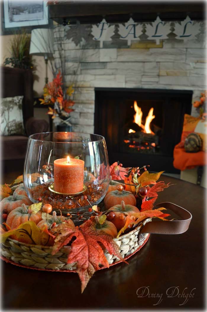 Stunning Small-Sized Coffee Table Fall Decor #thanksgiving #centerpieces #decorhomeideas