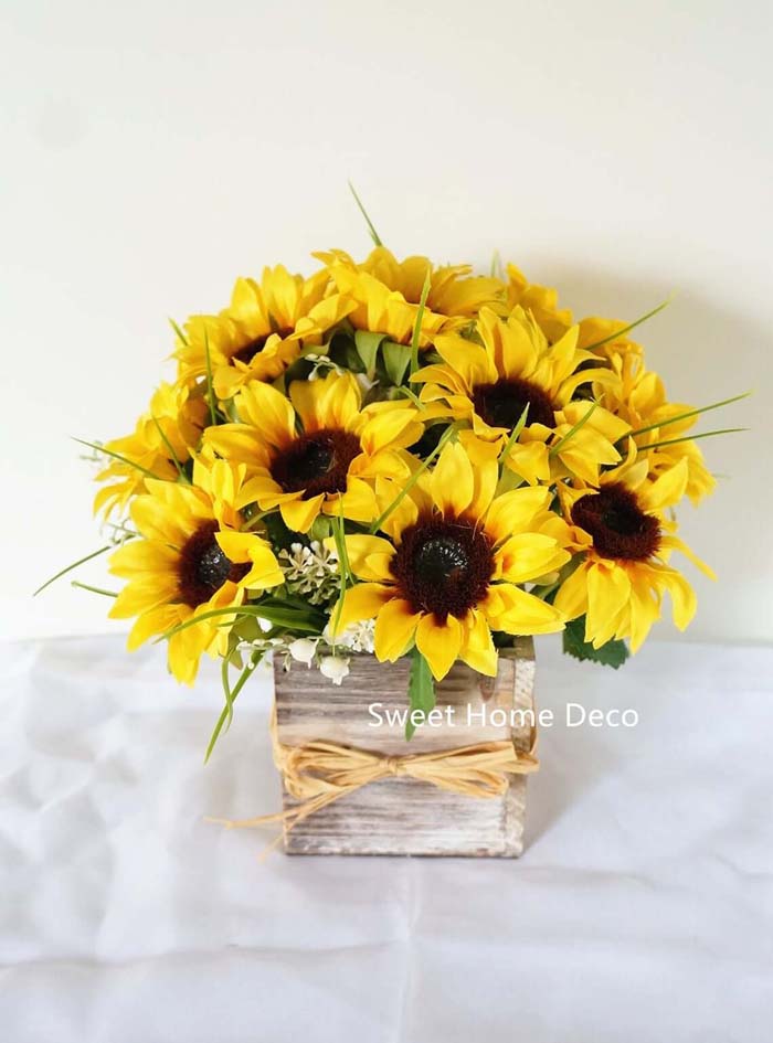 Sweet Silk Sunflower Arrangement Centerpiece #sunflower #decor #decorhomeideas