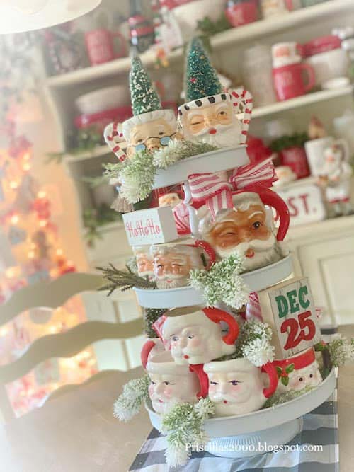 Vintage Christmas Tiered Tray