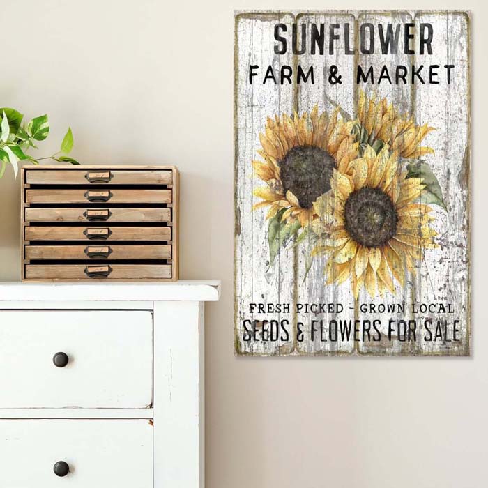 Vintage Sunflower Farm Market Sign #sunflower #decor #decorhomeideas