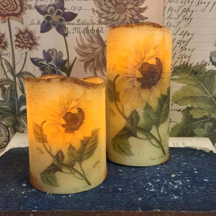 Yellow Timed Flameless LED Sunflower Pillar #sunflower #decor #decorhomeideas