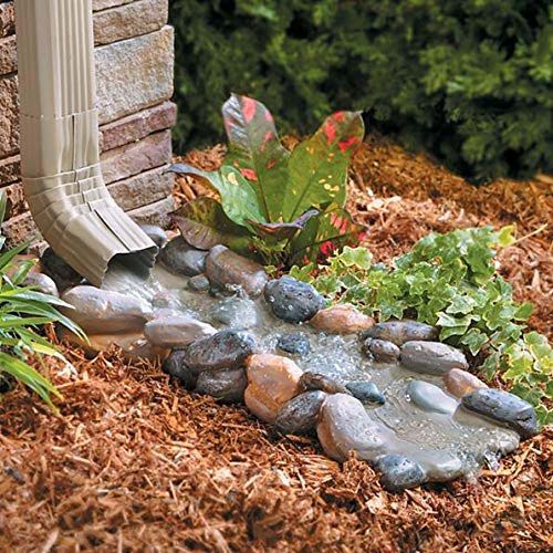 A Small Rocky Stream #downspout #landscaping #rocks #decorhomeideas