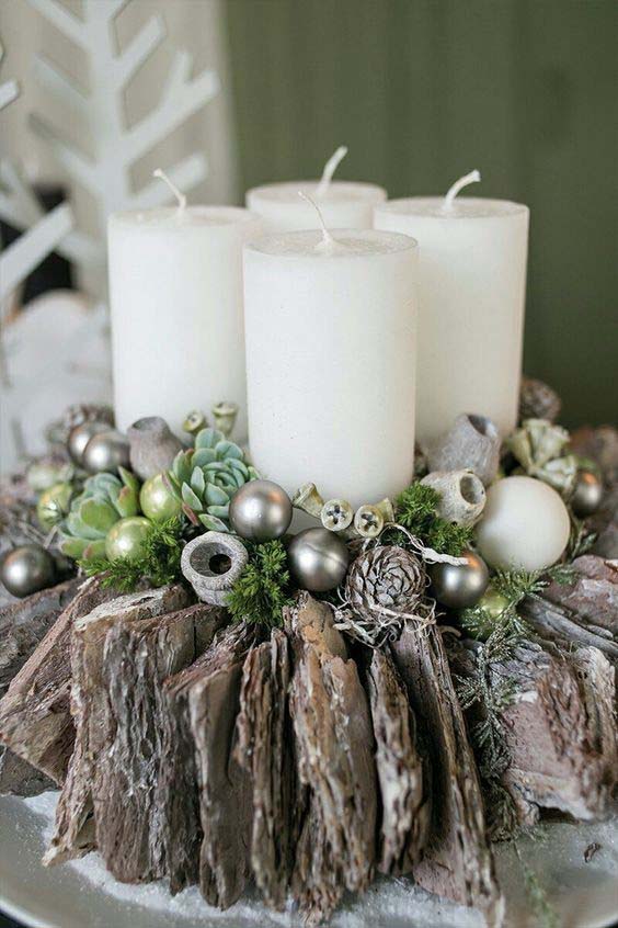 A Twist on Tree Bark #Christmas #candle #decoration #decorhomeideas