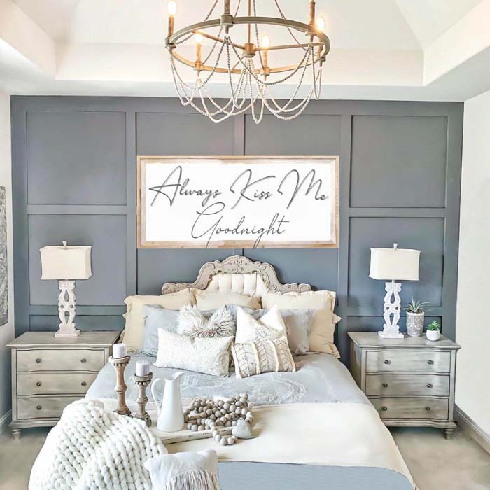 Always Kiss Me Goodnight Charming Modern Bedroom #farmhousebedroom #decorhomeideas