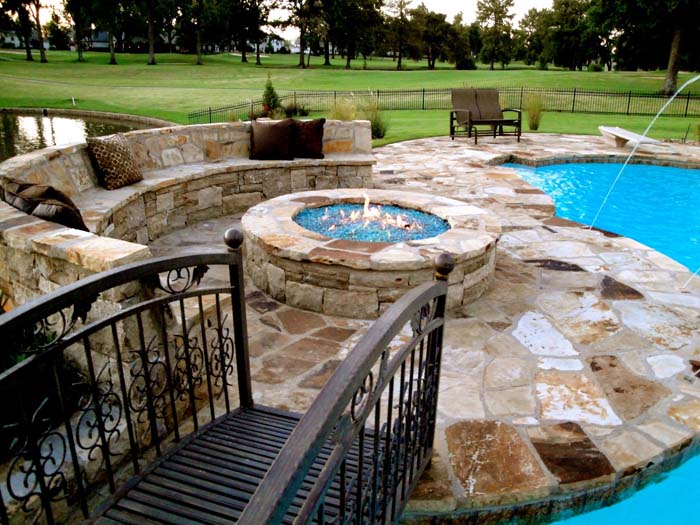 Bench Seating with Backrest #firepit #poolside #decorhomeideas