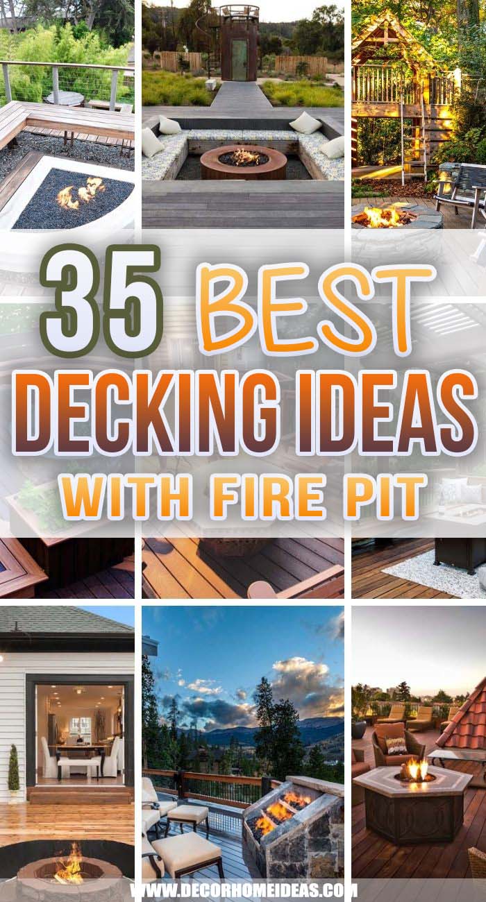 Best Decking Ideas With Fire Pit. Nothing takes a deck to the next level like a cozy fire pit. It makes for a perfect outdoor gathering place and these decking ideas with fire pit will surely prove it.  #decorhomeideas