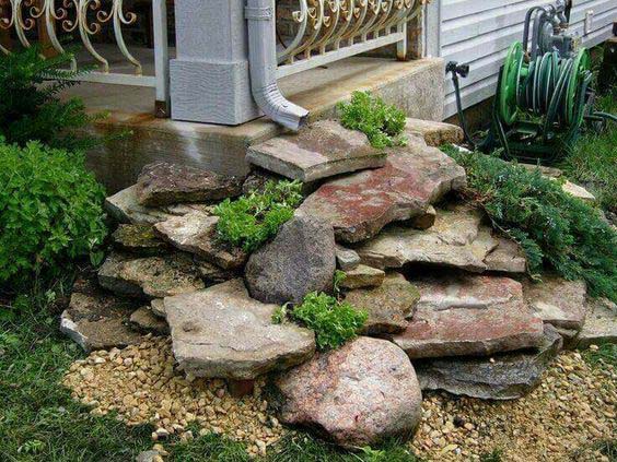 Big Rocks For Downspout #downspout #landscaping #rocks #decorhomeideas