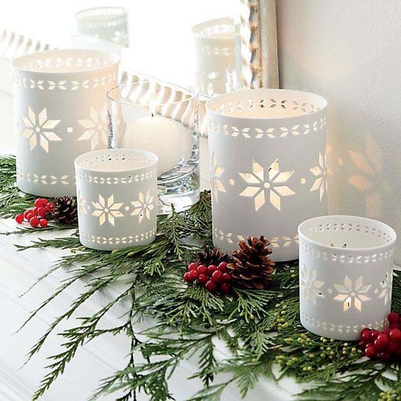 Ceramic Hurricane Candle Holders #Christmas #candle #decoration #decorhomeideas