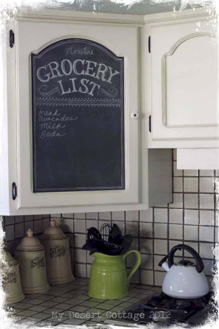 Cottage Kitchen Cabinet Chalkboard Insert #homedecor #hacks #decorhomeideas