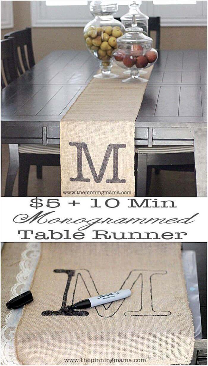 Country Banquet Monogrammed Burlap Table Runner #burlapdecor #diy #decorhomeideas