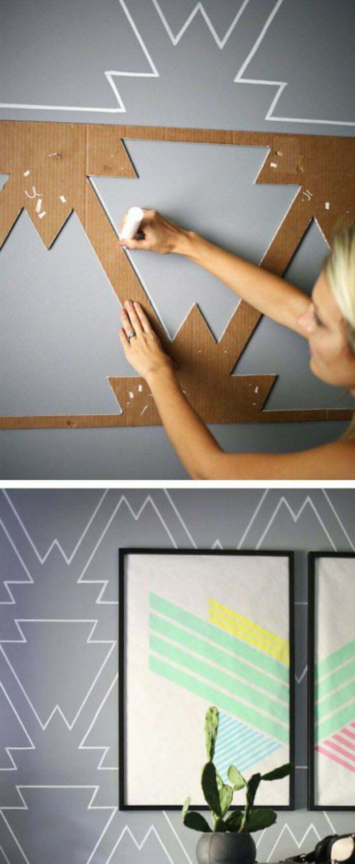 Custom Wallpaper with Southwestern Stencil #homedecor #hacks #decorhomeideas