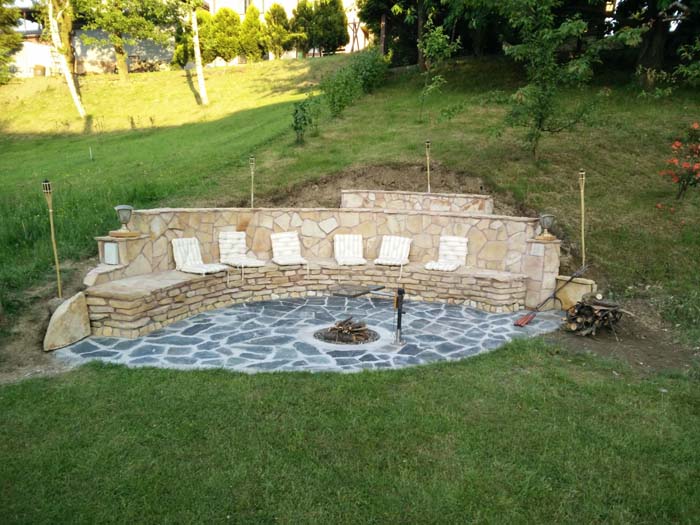 Diy Fire Pit On Sloped Yard 12