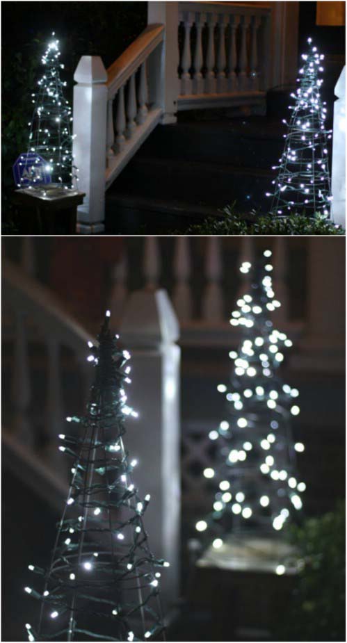 DIY Lighted Trees #Christmas #lights #decorhomeideas