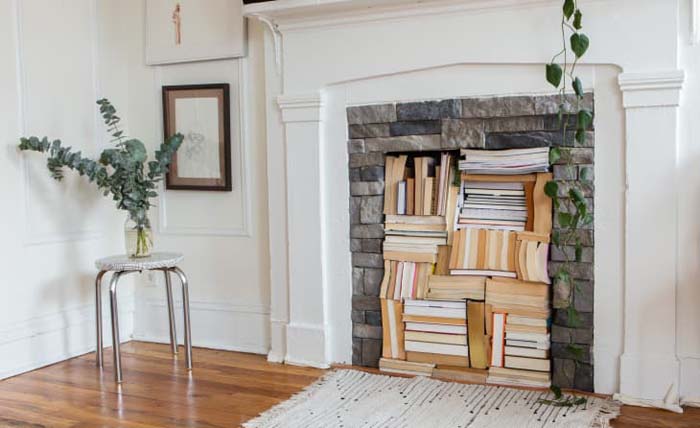 Fill A Non-Functional Fireplace With Something Unexpected #homedecor #style #decorhomeideas
