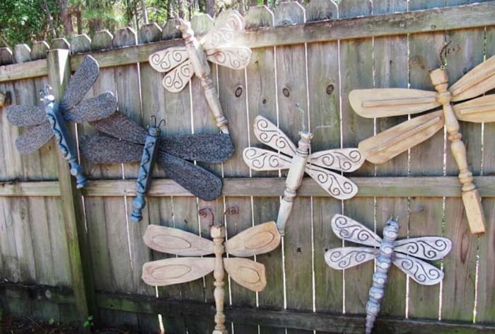 Flyaway Home Dragonfly Garden Art #spindle #repurpose #decorhomeideas