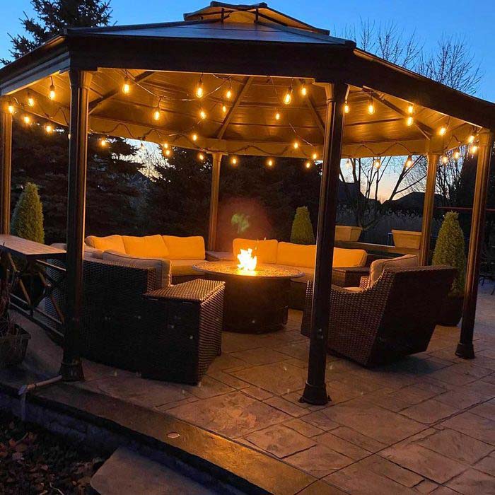 Gazebo Lights #firepit #lighting #decorhomeideas