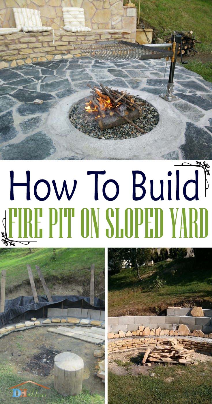 How To Build A Fire Pit On Sloped Yard, How To Build A Fire Pit With Concrete Pavers