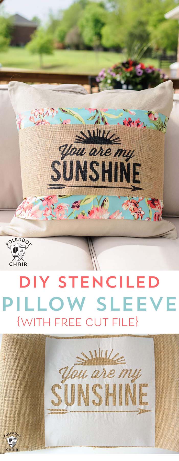 Joyful Lounging DIY Stenciled Pillow Sleeve #burlapdecor #diy #decorhomeideas