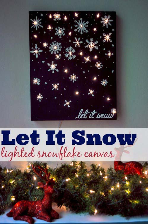 Let It Snow Canvas #Christmas #lights #decorhomeideas