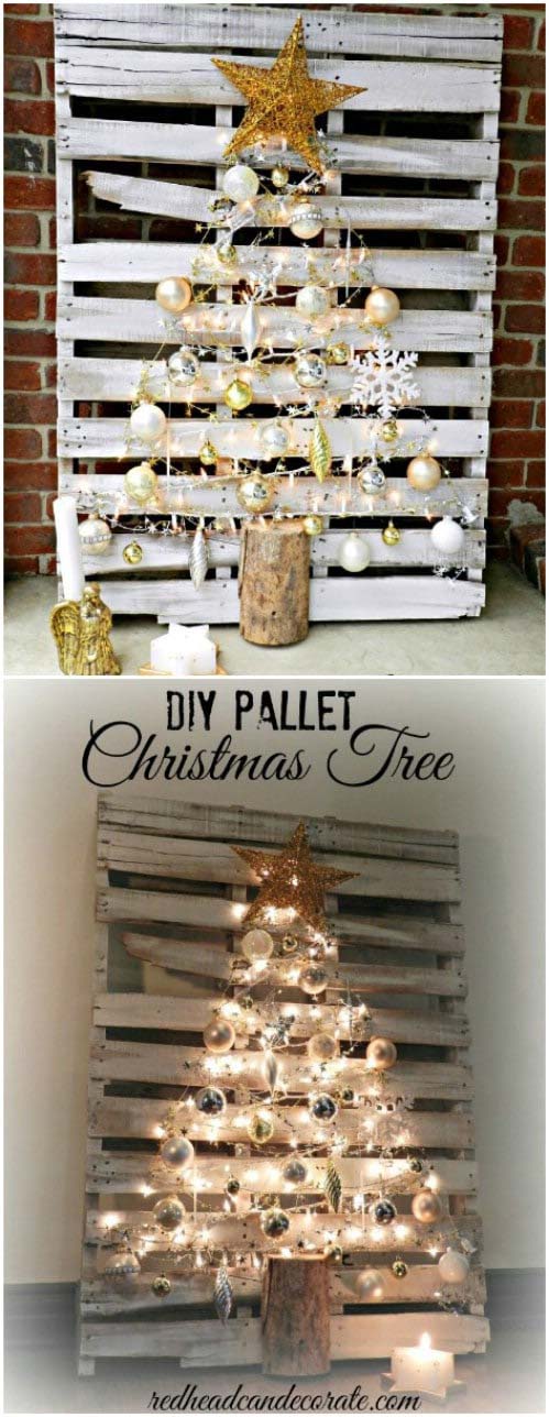 Lighted Pallet Tree #Christmas #lights #decorhomeideas