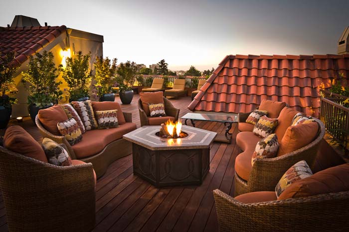 Mediterranean Deck and Fire Pit #decking #firepit #decorhomeideas