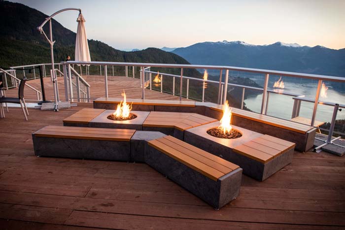 Modern Fire Pit Bench #decking #firepit #decorhomeideas