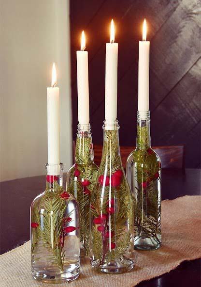 Pine in a Bottle #Christmas #candle #decoration #decorhomeideas