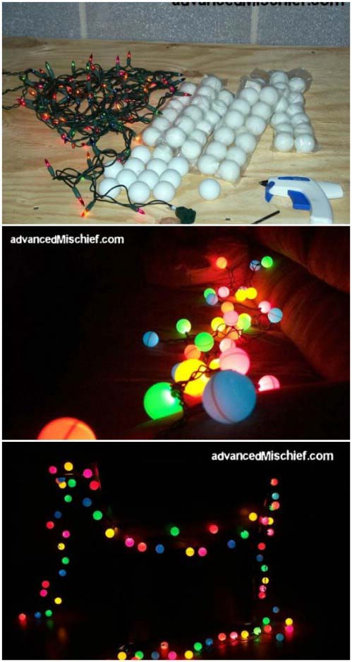 Ping Pong Ball Lights #Christmas #lights #decorhomeideas