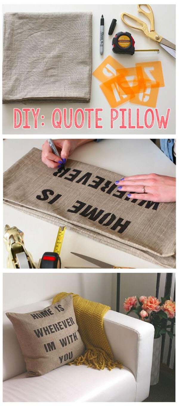 Quotable Decor Hand Stenciled Pillow #burlapdecor #diy #decorhomeideas