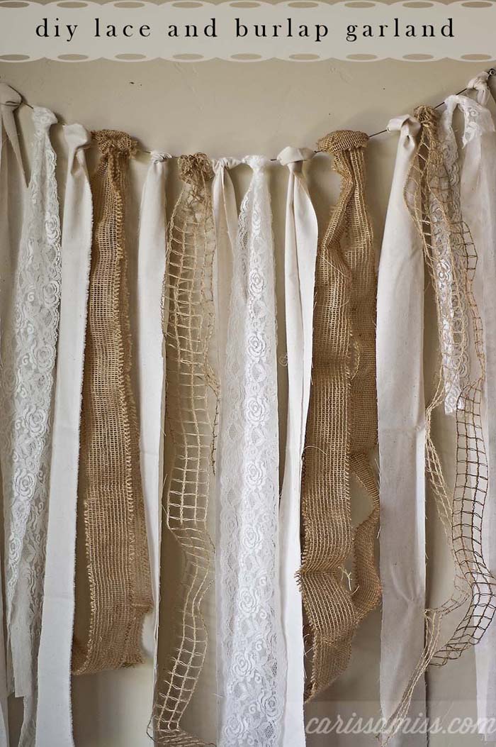 Rural Victorian Lace and Burlap Garland #burlapdecor #diy #decorhomeideas